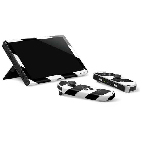 Black and White Geometric Stripes Nintendo Switch OLED (2021) Skin